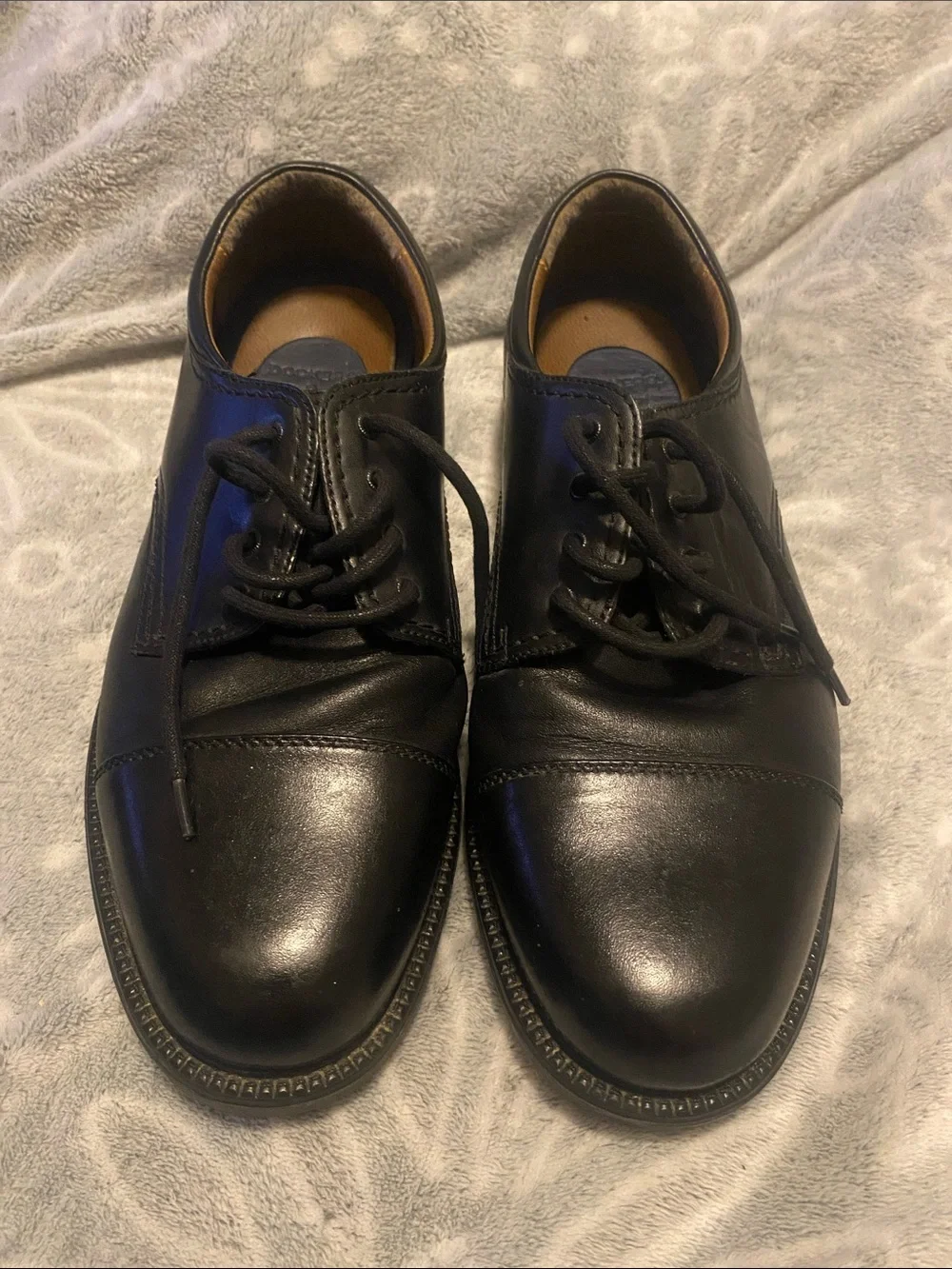 Dockers Black Leather Cap-Toe Derby Shoes